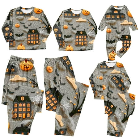 

AGWOLF 2024 Halloween Matching Pajamas Sets for Family Long Sleeve 2 Piece Sleepwear Family Matching Pajamas Sets Holiday Pjs Sets Baby 6 Months