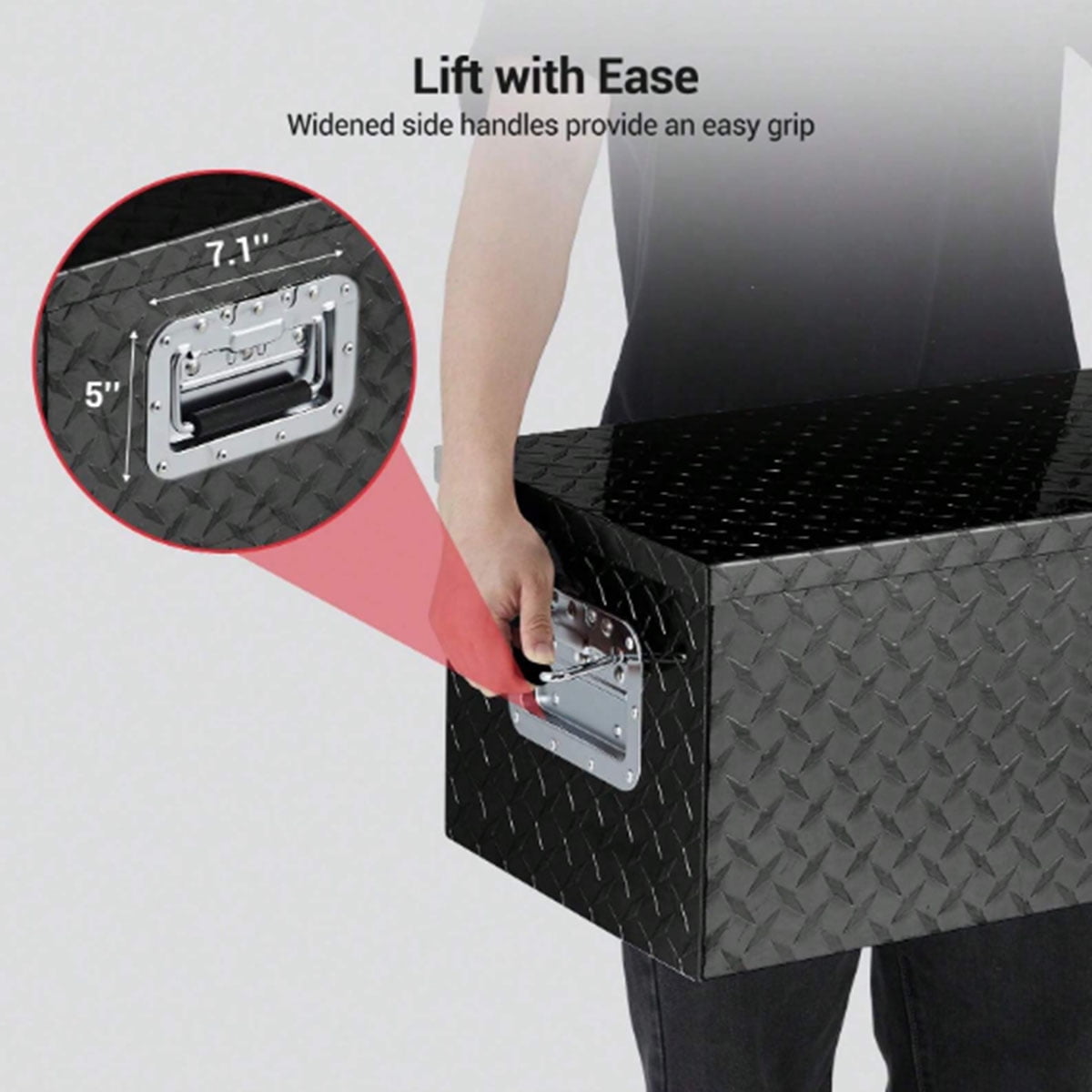 Danolapsi 30 Inch Aluminum Truck Tool Box, Truck Bed Storage Box With Security Lock And Wider Handles, Heavy Duty Waterproof Tool Box Organizer Chest For Pick Up Truck Rv Trailer
