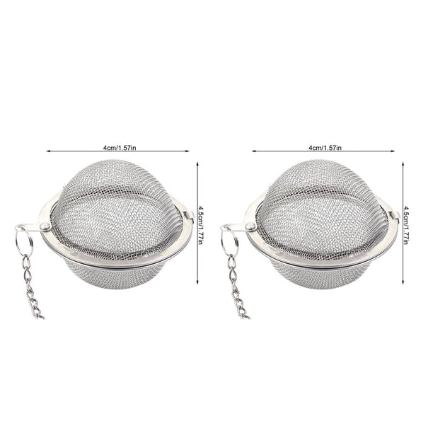 Cateissary Bola de té de malla de acero inoxidable con filtro de infusión de té de cadena, difusor de intervalo para drenaje, enjuague, café, S 2piezas