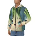 thumbnail image 3 of Wukai Adorable Kawaii Fennel Character Print Men's Zip-Up Hoodie,Fleece Full-Zip Hoodie for Men, Hooded Sweatshirt-X-Large, 3 of 5