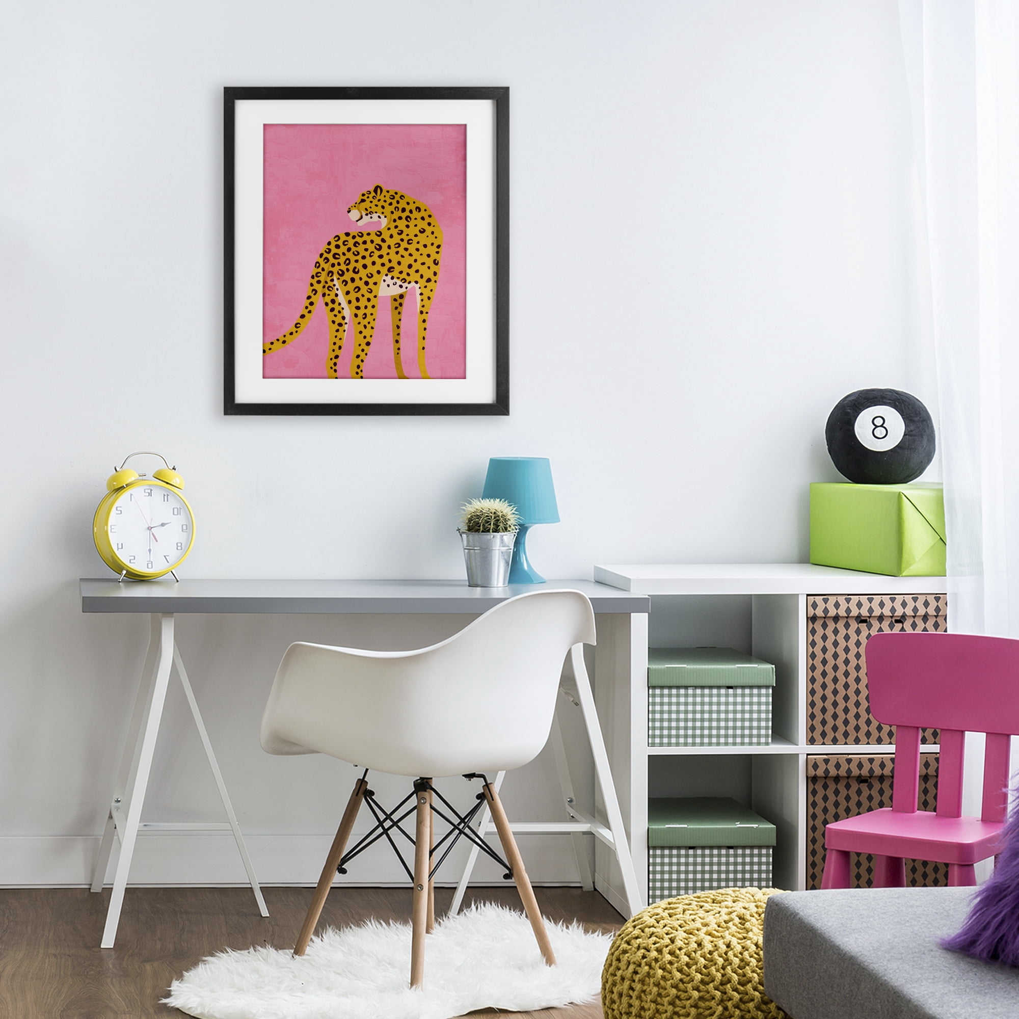Stupell Industries Leopard on Pink Serenade Black Framed Print Under Glass, design by Kim Allen
