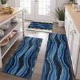 thumbnail image 2 of Blue Gold Wave Marble Pattern Kitchen Rugs Sets Of 3,Kitchen Runner Rugs Non Skid Washable,Decorative Kitchen Floor Mats for Kitchen,Sink,Laundry,17"x30"+ 17"x47" + 17"x59", 2 of 6