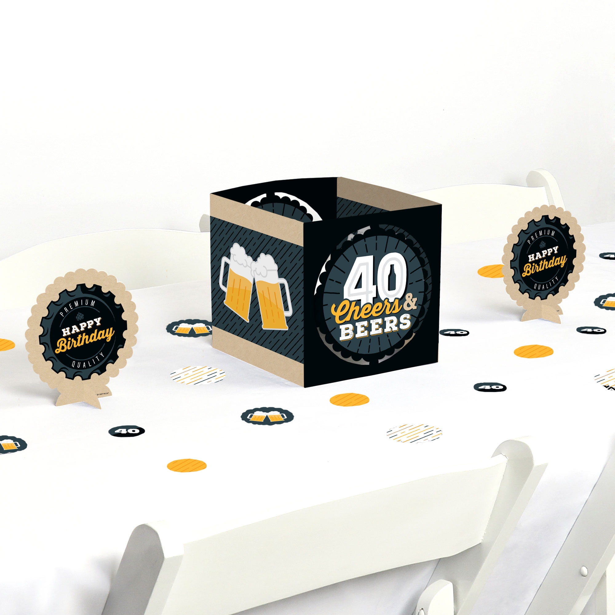 Cheers and Beers to 40 Years - 40th Birthday Party Centerpiece and Table Decoration Kit
