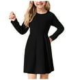 thumbnail image 3 of Sopiago Girls Long Sleeve T-Shirt Dresses Kids Fall A-Line Twirly Skater Dresses Black 7-8 Years, 3 of 7
