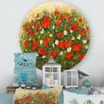 thumbnail image 2 of Designart 'The Fields of Red Wildflowers' Traditional Circle Metal Wall Art 23x23 - Disc of 23, 2 of 5