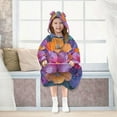thumbnail image 7 of FORMRS Wearable Blanket Hoodie with Sleeves for Kids Cozy Flannel Sweatshirt, Large Purple Flowers, 7 of 7