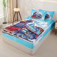 thumbnail image 3 of Erosebridal Train Zipper Twin Comforter Sets with Fitted Sheet and 2 Pillowcases, Steam Engine Zipper Bedding Set, Blue Cartoon, Navy Reversible, 3 of 7