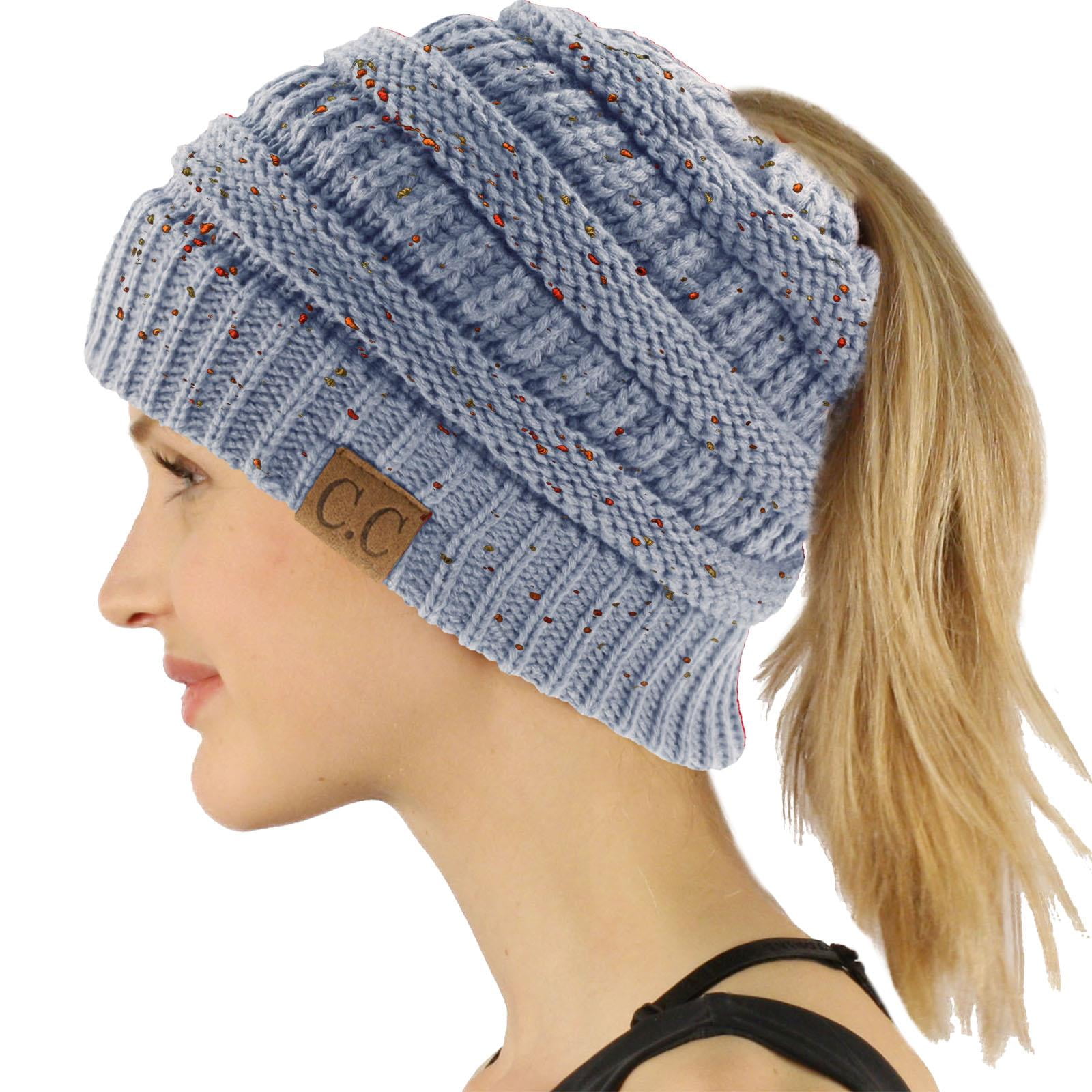 Winter Warm Ponytail High Messy Stretchy Hat Cap Bun Skull Knitted Beanie Women Winter Warm Ponytail High Messy Stretchy Hat Cap Bun Skull Knitted Beanie Women