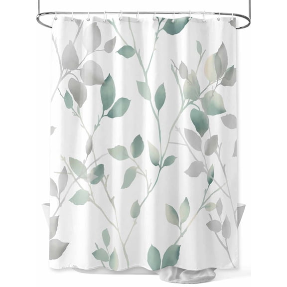 Boanket Polyester Fabric Green Branches Leaves Shower Curtain, Spring Summer Botanical Pastoral Waterproof Bathtub Curtain Bathroom Decor Set with Hooks 66 x 72 Inches,