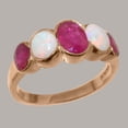 thumbnail image 2 of LBG British Made Real Solid 9k Rose Gold Natural Ruby & Opal Womens Band Ring - 33 size options - Size 6.25, 2 of 6