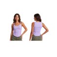 thumbnail image 3 of Camiseta sin mangas acanalada para mujer, elegante camisola sin mangas con tirantes de hebilla metálica y bajo curvado., 3 of 9