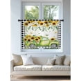 thumbnail image 4 of Sheer Curtains 45 Inch Length, Sunflowers Semi Sheer Curtains Light Filtering Window Treatment, Spring Farmhouse Country Truck Floral Black Plaid Privacy Voile Drapes for Living Room 52x45 Inch, 4 of 7