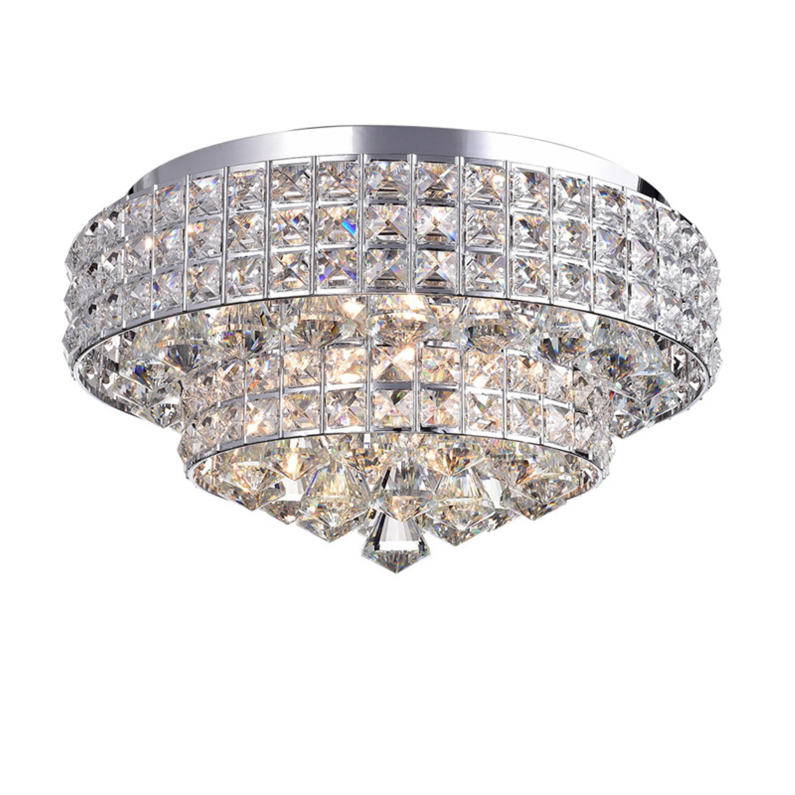 Warehouse of Tiffany Filmarsh Two-Tiered Crystal Chrome Ceiling Lamp