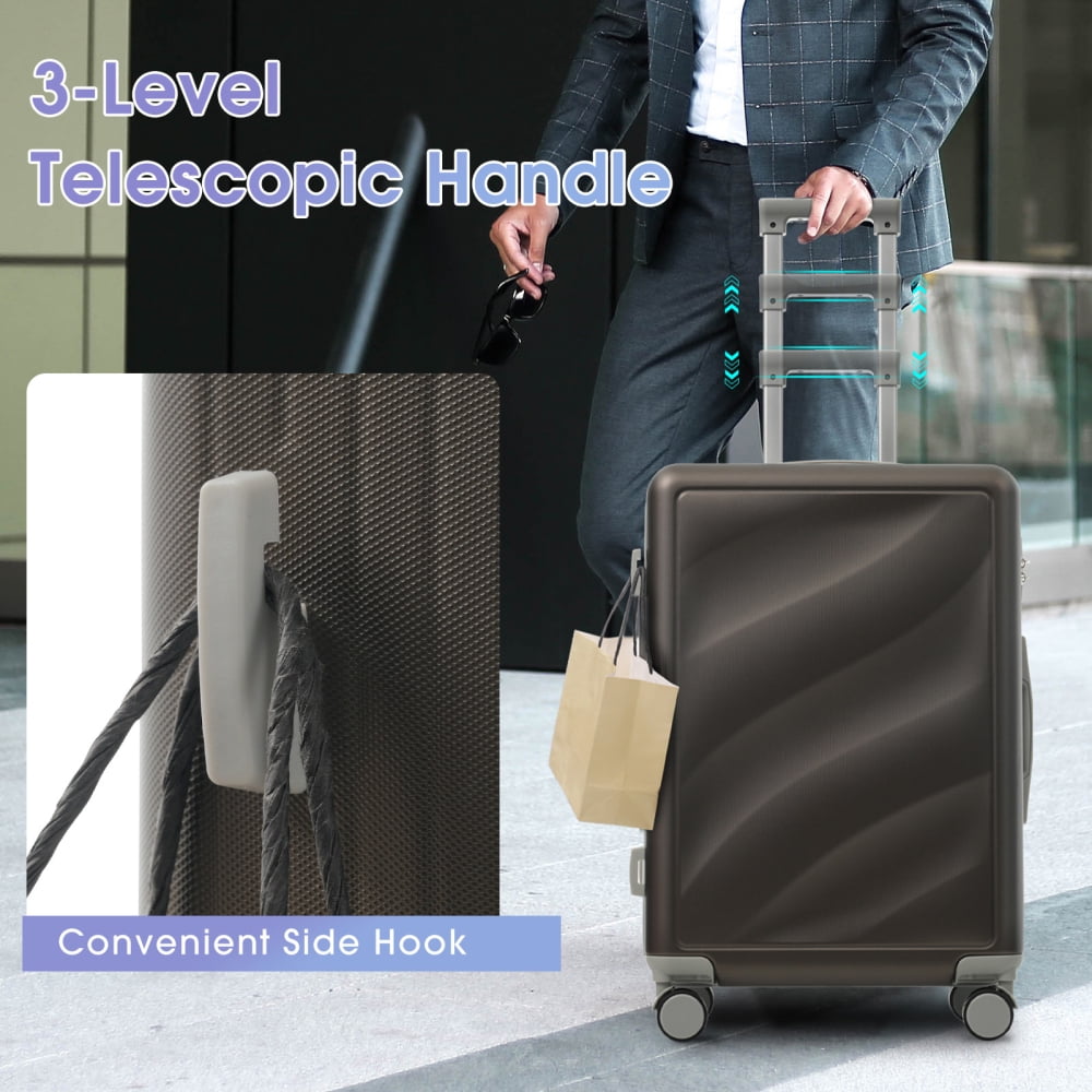 HomePerch 3-Piece Luggage Set (20"/24"/28"), Lightweight ABS Hardshell Suitcases with Spinner Wheels, TSA Lock & Side Hooks, Carry-On and Checked Travel Luggage
