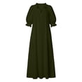 thumbnail image 4 of QUNYINEY Puff 3/4 Sleeve Womens Plus Size Dresses Long Casual Summer A Line Dress Vacation Solid V-Neck Loose Fit with Pockets Dresses, 4 of 7