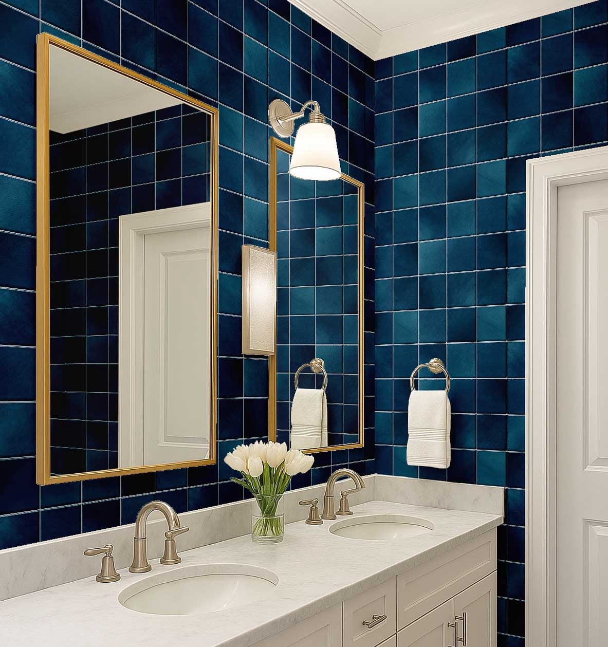 S4Sassy Mosaic Tile Pattern Wallpaper - Teal Wall Covering, 25" X 120" Self-Adhesive Plain Vinyl Wall Paper, Walls Wrap, Stylish Wallpaper For Bedroom, Closet, Office, Makeup Room