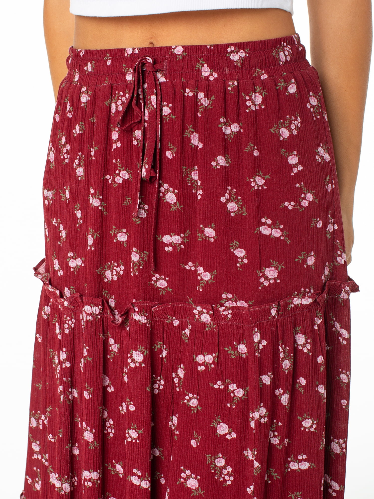 Celebrity Pink Women's Plus Floral Long Tiered Maxi Skirt with