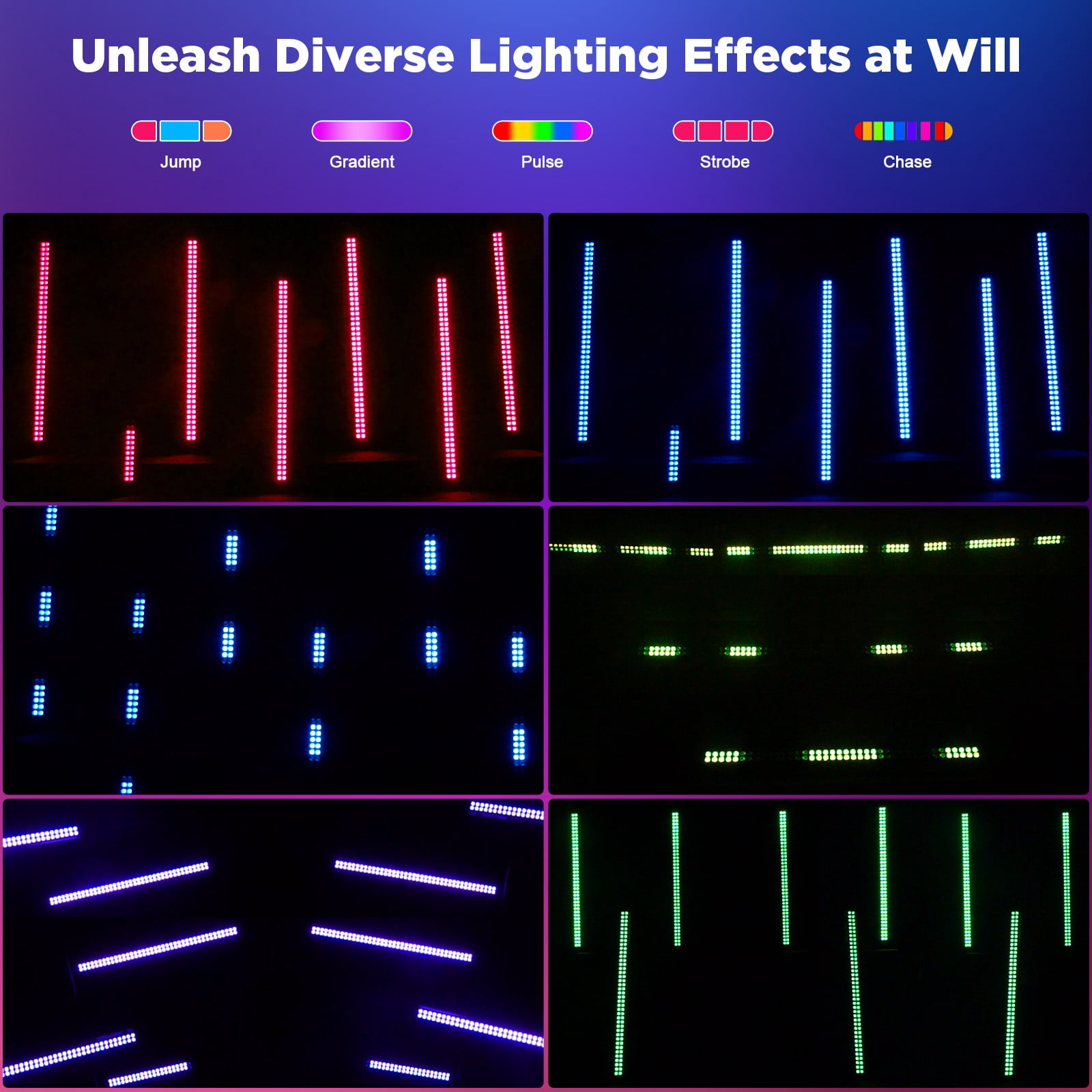 4-Pack 80PCS RGB LED Stage Light – Wall Washer with Marquee Effect, Jump, Gradient, Sound Mode & DMX Control for Pub, Party, KTV