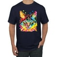 thumbnail image 1 of Wild Bobby Dean Russo Colorful Blue Eyes Cat Cat Lover Men Graphic Tee, Navy, X-Large, 1 of 5