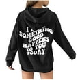 thumbnail image 4 of Lcziwo Women's Letter Sweatshirt Long Sleeve Drawstring Comfy Hoodies Cute Print Pullover Winter 2025 Tops with Pockets Black,S, 4 of 8