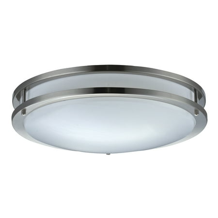 - NICOR Lighting 18-Inch Cold Rolled Steel Surface Mount Ceiling Fixture with Frosted Acrylic Diffuser, Nickel Finish (30018-FL-NK)