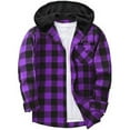 thumbnail image 3 of Boy Button down Shirt Plaid Hooded Boys Long Sleeve Shirts Lightweight Boys Fall Jacket 5-6 Years Boy Jacket, 3 of 7
