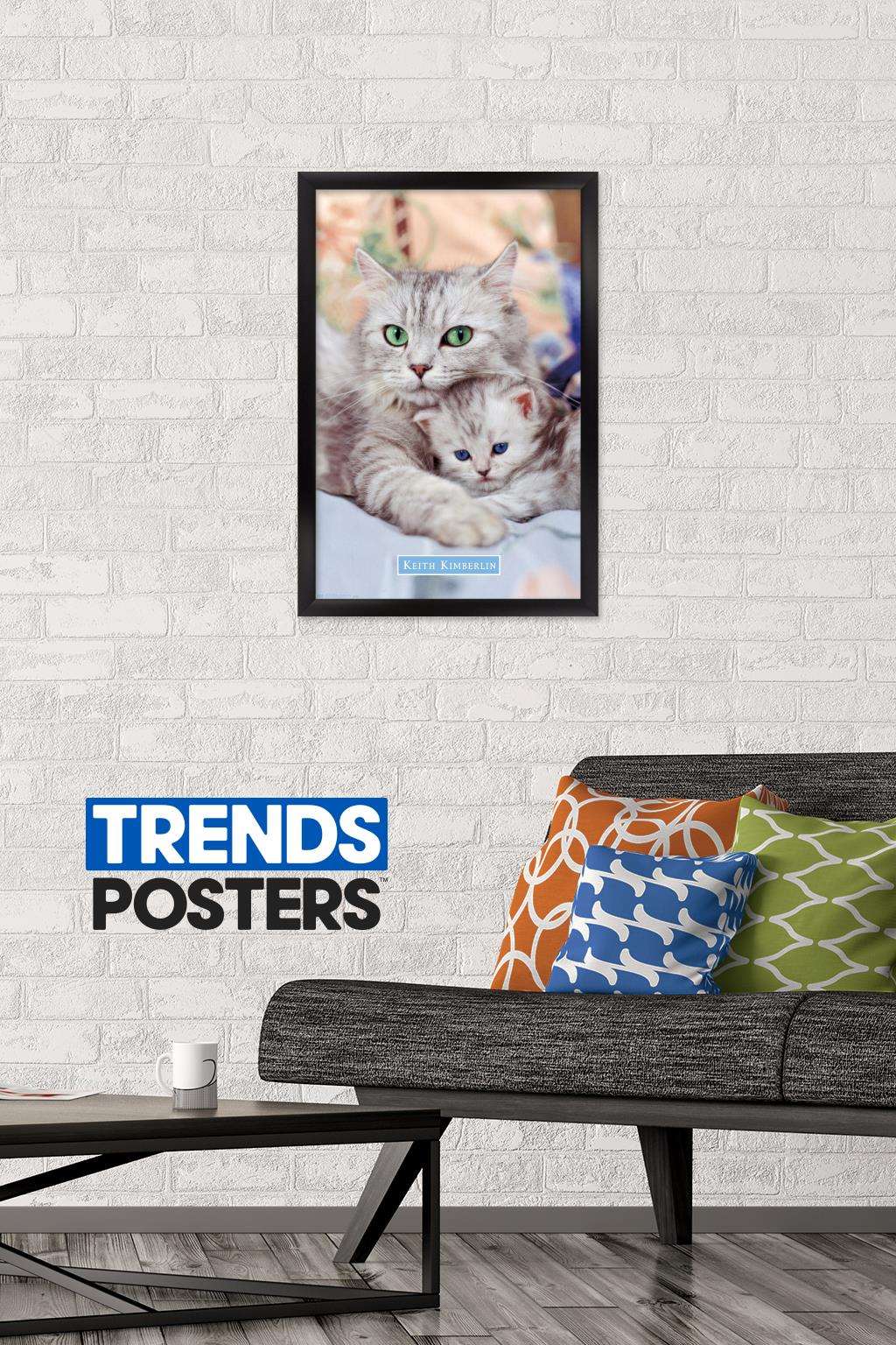 Keith Kimberlin - Momma and Kitten Wall Poster, 14.725" x 22.375", Framed