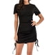 thumbnail image 1 of Vestido ajustado con cordón, manga corta, para fiesta de noche, con falda envolvente, para mujer y niña, talla XL (negro), 1 of 8