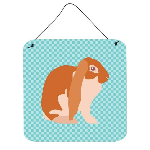 Carolines Treasures BB8136DS66 English Lop Rabbit Blue Check Wall or Door Hanging Prints, 6 x 6 in.