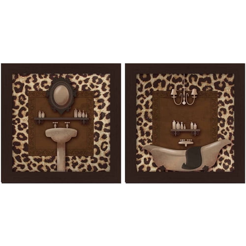 Bath Art with Cheetah Border, Set of 2