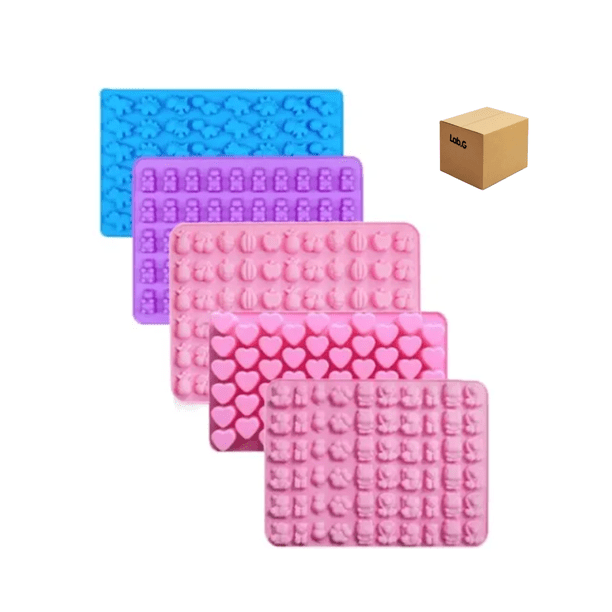 "5pz Moldes Silicona Candy Y Bandejas Para Cubitos De Hielo Lab.G, Multicolor "