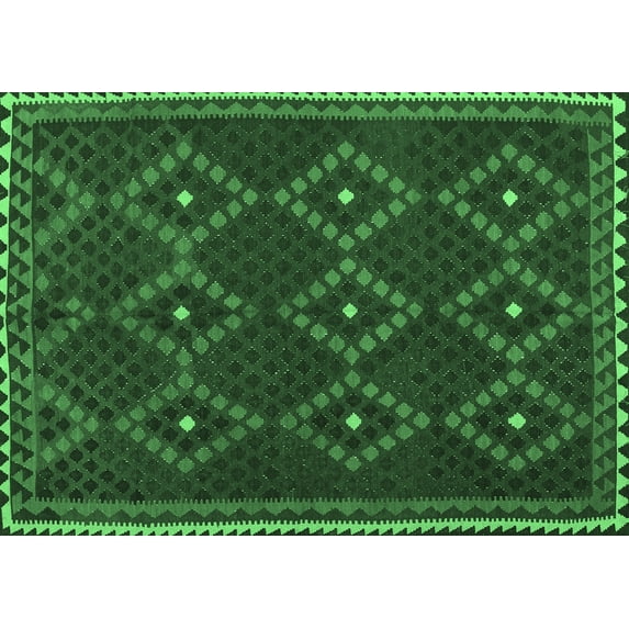 Ahgly Company Indoor Rectangle Oriental Emerald Green Traditional Area Rugs, 2' x 3'
