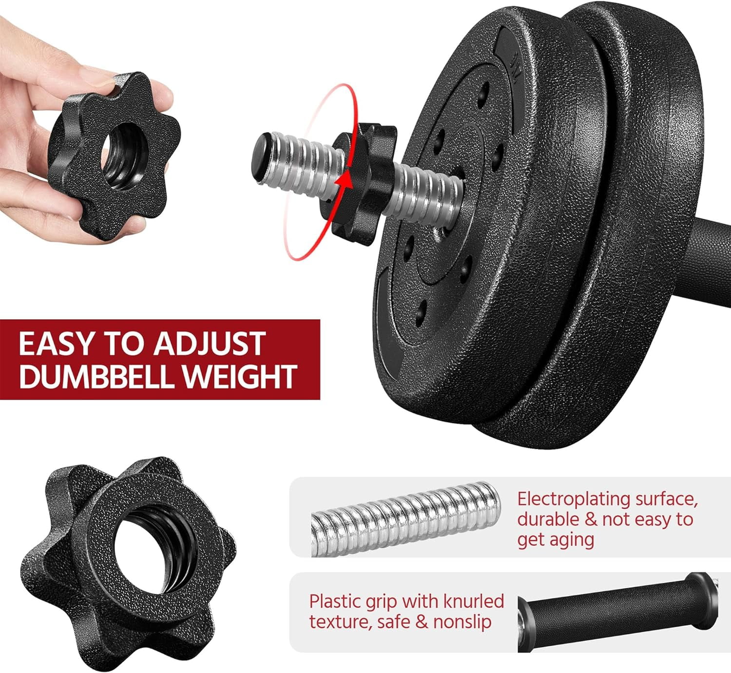 Librala Adjustable Dumbbells Weight Set Dumbbell Weights Exercise & Fitness Equipment w/ 4 Spinlock Collars for Women & Men Home Gym Strength Training 33 pounds
