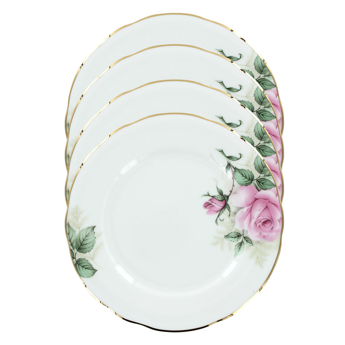 Rose Bouquet Bone China 7.5in Dessert Plates Set of 4