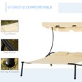 thumbnail image 4 of Beige Outdoor Wheeled , Patio Double Lounger Chair, Canopy For Sun Room, Garden, Poolside Chair With Footpad Stability, Adjustable -, 4 of 5