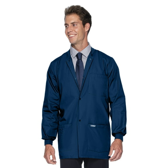 Landau Essentials Relaxed Fit 5-Pocket Snap-Front Scrub Jacket for Men 7551