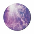 thumbnail image 1 of Landscape Mouse Pad for Computers, Dramatic Sky with Sun and Heavy Clouds Majestic Sun Rays Picture, Round Non-Slip Thick Rubber Modern Gaming Mousepad, 8" Round, Purple and White, by Ambesonne, 1 of 2