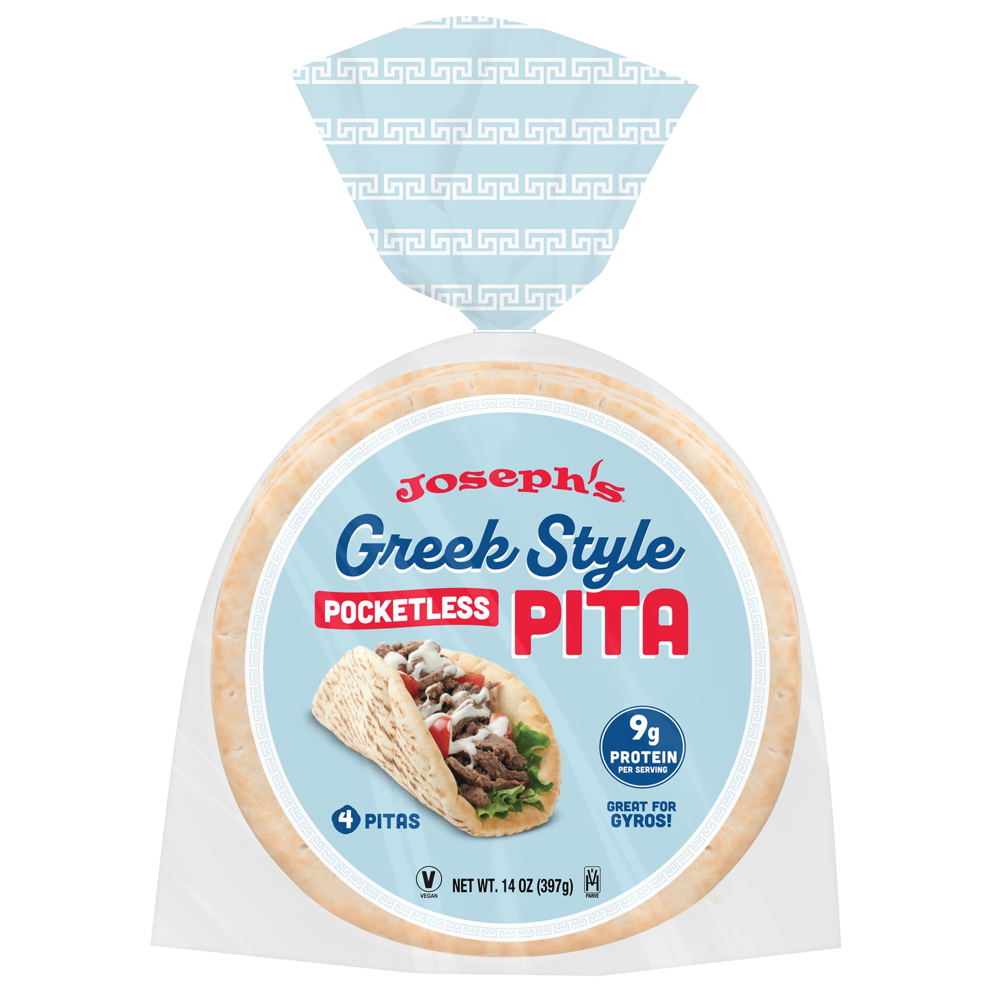 Joseph's White Greek Style Pocketless Pita 4 Count 14 oz
