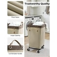 thumbnail image 6 of StorageWorks 160L Laundry Basket with Wheels, Large Rolling Hampers for Clothing Organizer, Dirty Clothes Basket for Hotel, Home, Closet, Dorm, Light Khaki, 6 of 8