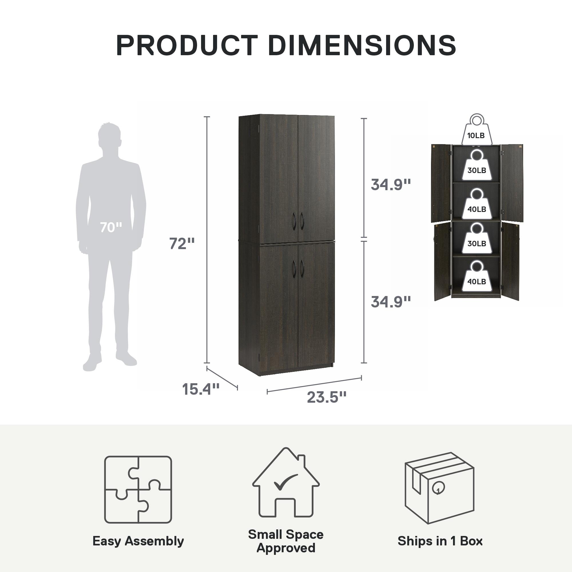 Mainstays 72" 4-Door Storage Cabinet, Espresso