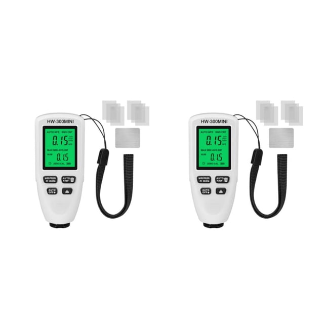 Riwesomey Medidor de espesor de pintura de coche de 0-2000um, medidor de prueba de electrochapa, medidor LCD de alta precisión para pintura de Blanco 2piezas