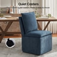 thumbnail image 5 of Usaint Upholstered Dining Chair with Casters and Storage, Fabric Rolling Desk Chair with Wheels for Home Office Living Room, Easy Assembly, Navy, 5 of 6