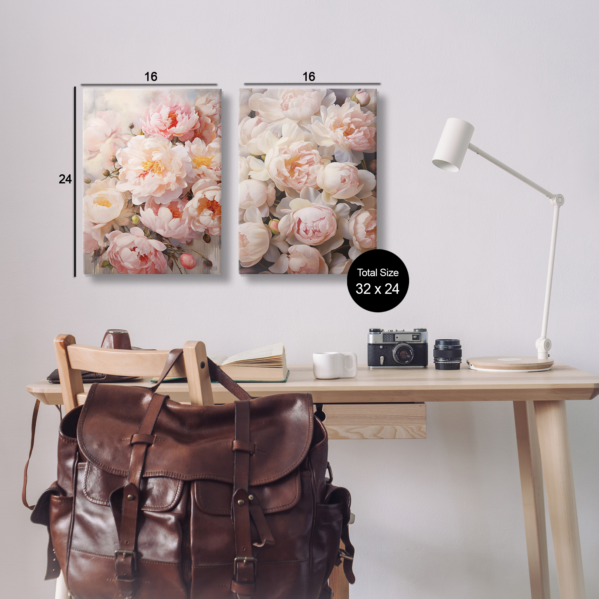 Stupell Industries Soft Pink Cabbage Roses Plants & Flowers Painting Wrapped Canvas Art Print Wall Art, 16 x 24, Set of 2