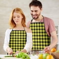 thumbnail image 5 of Yellow Black Checkerboard Checkered Pattern Apron-Garden Aprons for Women with Pockets-Cotton Linen Waterproof Kitchen Cooking Gardening Aprons Adjustable for Kitchen,Cooking,BBQ and Salon 33x27 Inch, 5 of 7