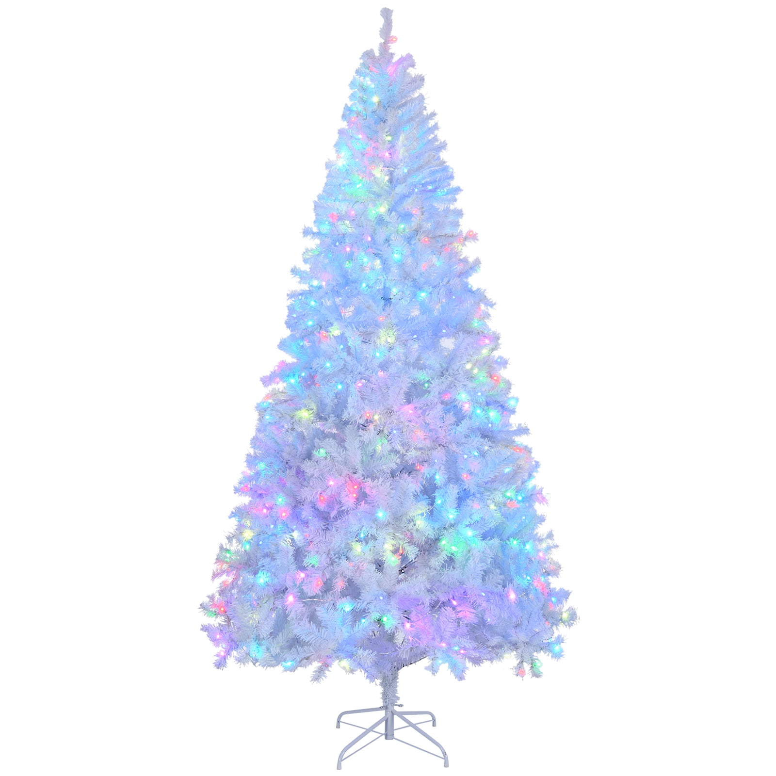 Astoutdoor 7 ft Pre-lit Artificial Christmas Tree with 400 RGB Lights and 1150 Branch Tips, White