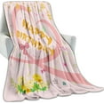 thumbnail image 2 of Pink Happy Birthday Throw Blanket, Cute Heart Golden Lanterns Star Blankets for Bedroom Living Room Couch Decor, Fuzzy Cozy Soft Lightweight Throws, for Boys Girls Kids, 50x60 in, 2 of 6
