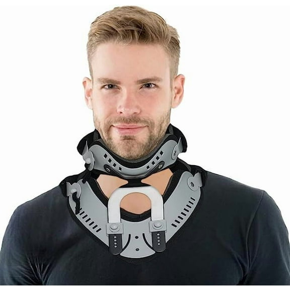 Komzer Cervical Collar, Neck Brace for Restricting Cervical Motion, Adjustable Cervical Neck Traction Device, Neck Stretcher for Neck Traction and Support