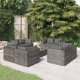 thumbnail image 1 of vidaXL 9 Piece Garden Lounge Set with Cushions Poly Rattan Grey, 1 of 4