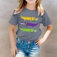 thumbnail image 2 of Girls Shirts Summer Casual Alligators Print Round Neck Short Sleeve Tees Girls Tops Grey 6-7 Years, 2 of 5