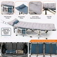 thumbnail image 2 of Camping Cots with Removable Mattress, Lounge Chair, Cot for adults, camping Bed, with Pillow, Carry Bag & Storage Pocket, Extra Wide Sturdy, Heavy Duty Holds Up to 500 Lbs (Set of 1 Grey), 2 of 5